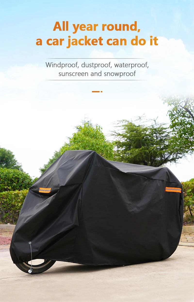 Thick Oxford Motorcycle Waterproof Cover Universal Outdoor Protection Dust Motorbike Rain Cover Sunshade Dustproof UV Protective – Reflective Aluminum Foil Nano Lining Cotton Velvet Black XL-4XL