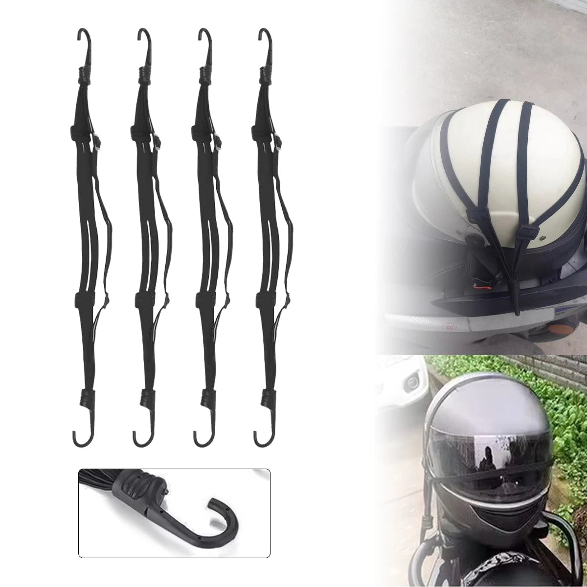 Universal 60cm Motorcycle Luggage Strap Moto Helmet Gears Fixed Elastic Buckle Rope High-Strength Retractable Protective Net