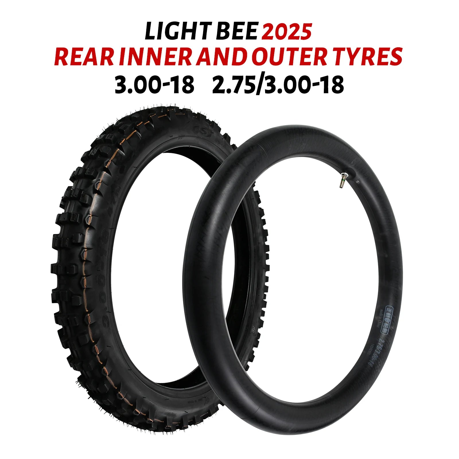 Dirt Bike Tires – 3.00-18 Rear Tire & Inner Tube for Surron Light Bee X