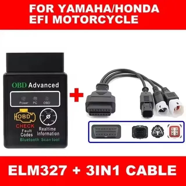 ITCARDIAG ELM327 V1.5 Motorcycle OBD2 Adapter Cable Kit – EFI Bikes – Yamaha Honda Kawasaki Suzuki Ducati KTM Harley – Android – $37–48