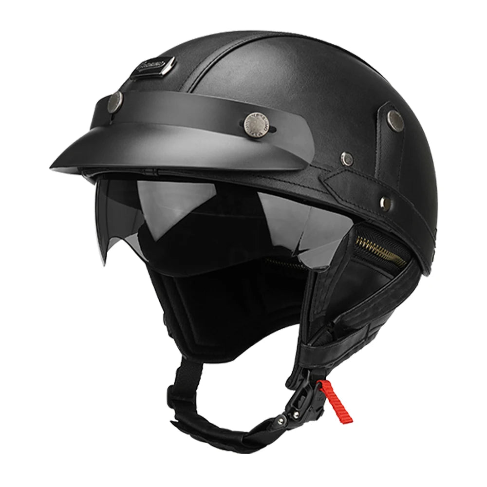Vintage Leather Half Helmet for All Seasons