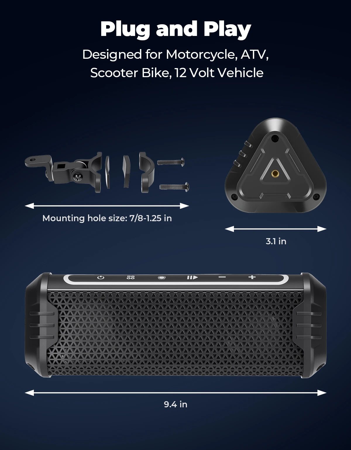 Motorcycle Speakers – KEMIMOTO Waterproof Bluetooth, USB & LED Audio
