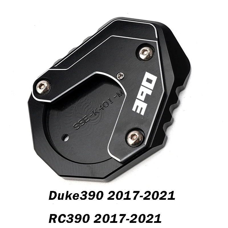 For KTM Duke390 RC390 390 Adventure Duke RC 390 Motorcycle CNC Kickstand Side Stand Enlarge Pad Extension Plate Tire Valve Caps – Aluminum Grey Black Orange Combo 1pcs 2pcs 3pcs