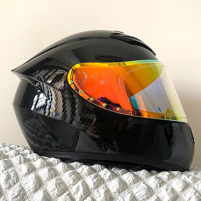 Carbon Fiber Helmets – DOT Certified Full Face Motorcycle Helmet, Colorful All-Season Design for Men & Women
