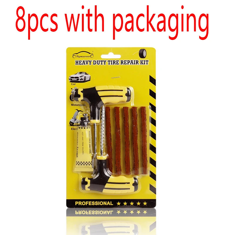 8pcs Emergency Tubeless Tire Repair Kit with Repair Strips – With or Without Storage Box – Car Motorcycle Bicycle – $15