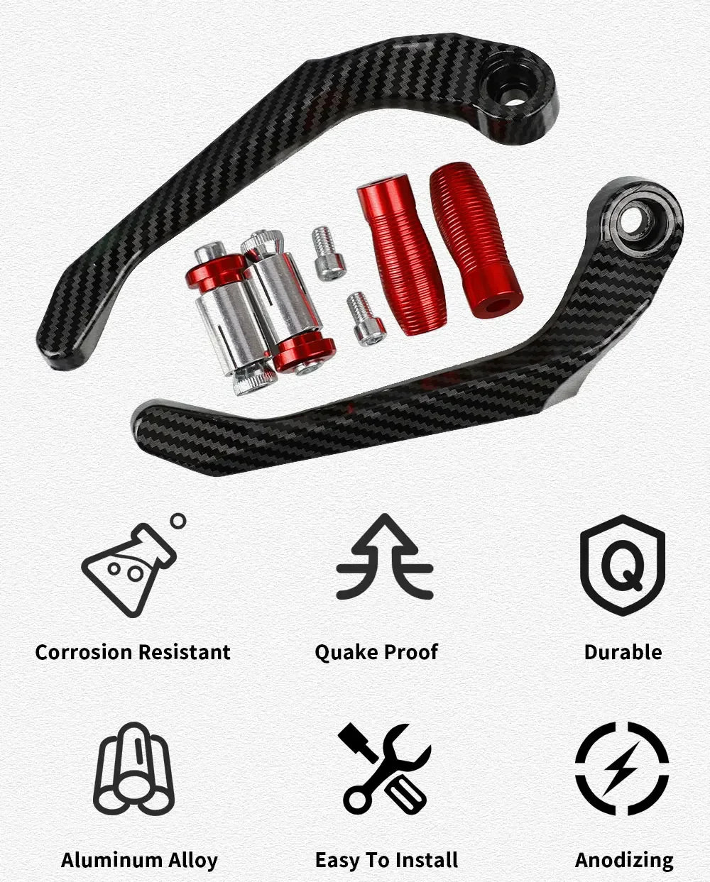 Kawasaki Z750 2007–2010 Brake & Clutch Lever Hand Guard Protector – CNC Aluminum + Carbon Fiber – 22mm – 8 Colors – $28