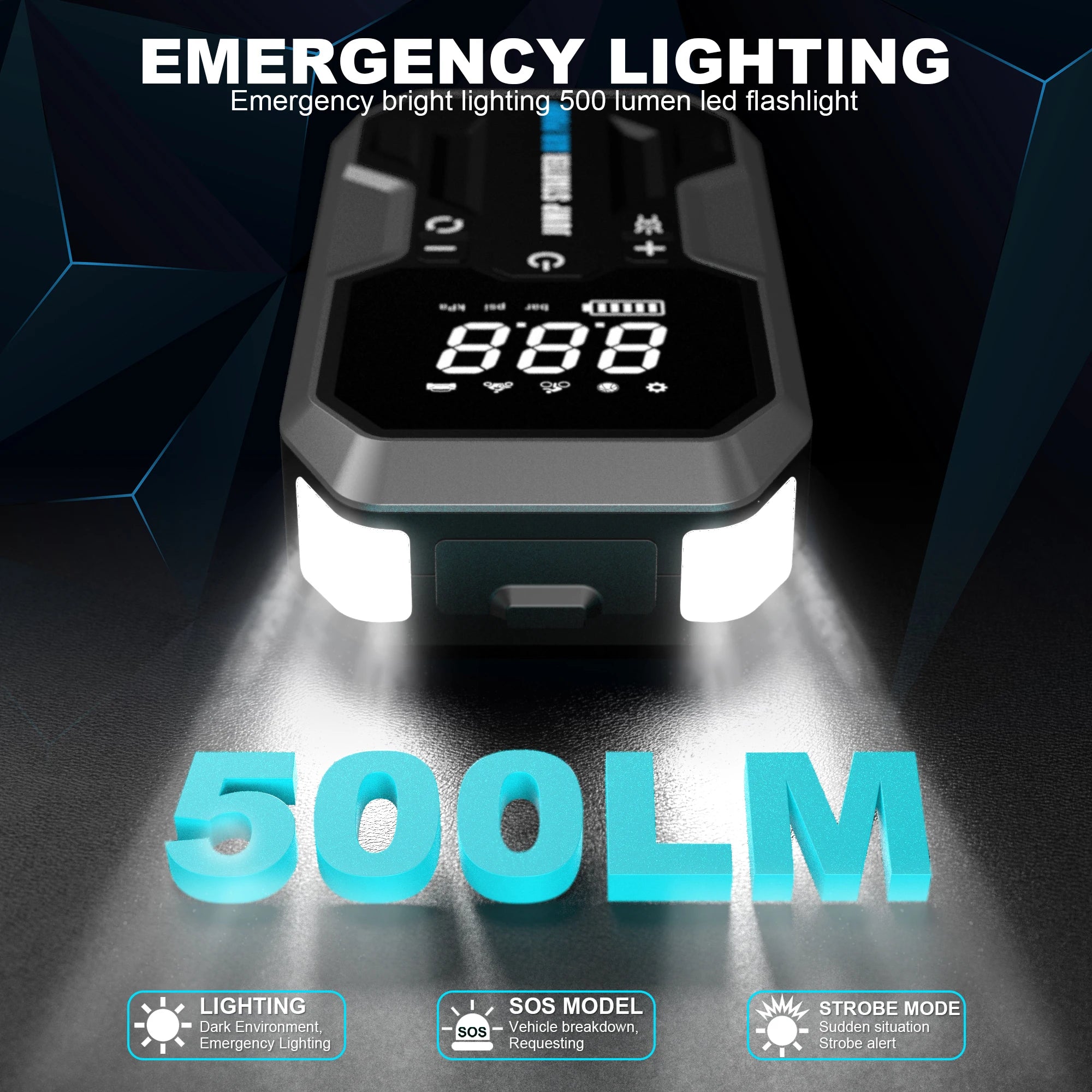 Portable 20000mAh 4000A Jump Starter with Air Pump – 150PSI Tire Inflator, LED Light & Power Bank for Car, Truck & Motorcycle