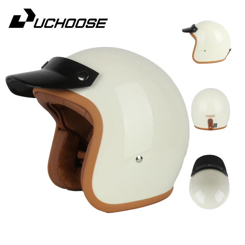 Open Face Helmets – DOT Certified Retro Motorcycle Helmet, Cafe Racer & Street Riding for Men