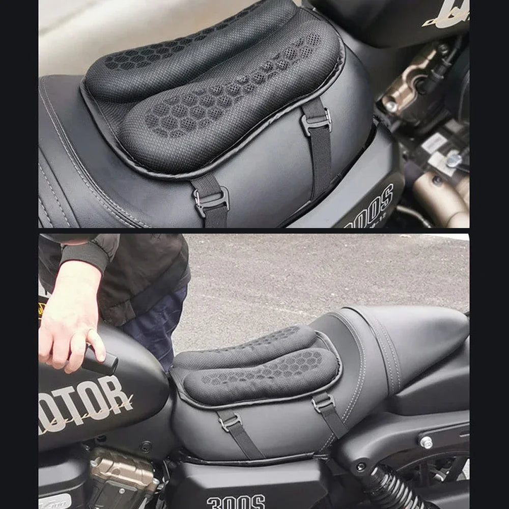 1PC Universal Motorcycle Gel Seat Cushion 3D Honeycomb Structure Breathable and Shock Absorption Pad for Comfortable Long Rides