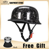 Carbon Fiber Helmets – DOT Certified 12K Carbon Fiber Half Face Motorcycle Helmet, Vintage German-Style Cruiser