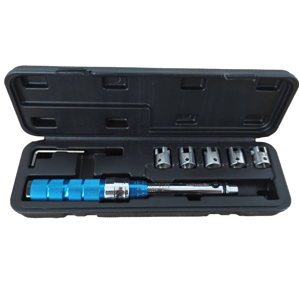 PINTUDY Spoke Torque Wrench – 2–10 Nm – 5 Interchangeable Heads – 10 Sizes 5.0–6.8mm – Motorcycle Spoke Tightening – $106