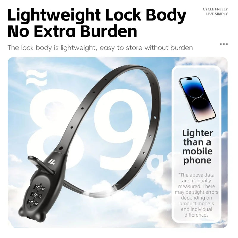 WEST BIKING Anti-theft Bike Tie Lock Portable Security 3 Digit Bike Helmet Lock Motorcycle Scooter  Zinc Alloy Bicycle Tie Lock
