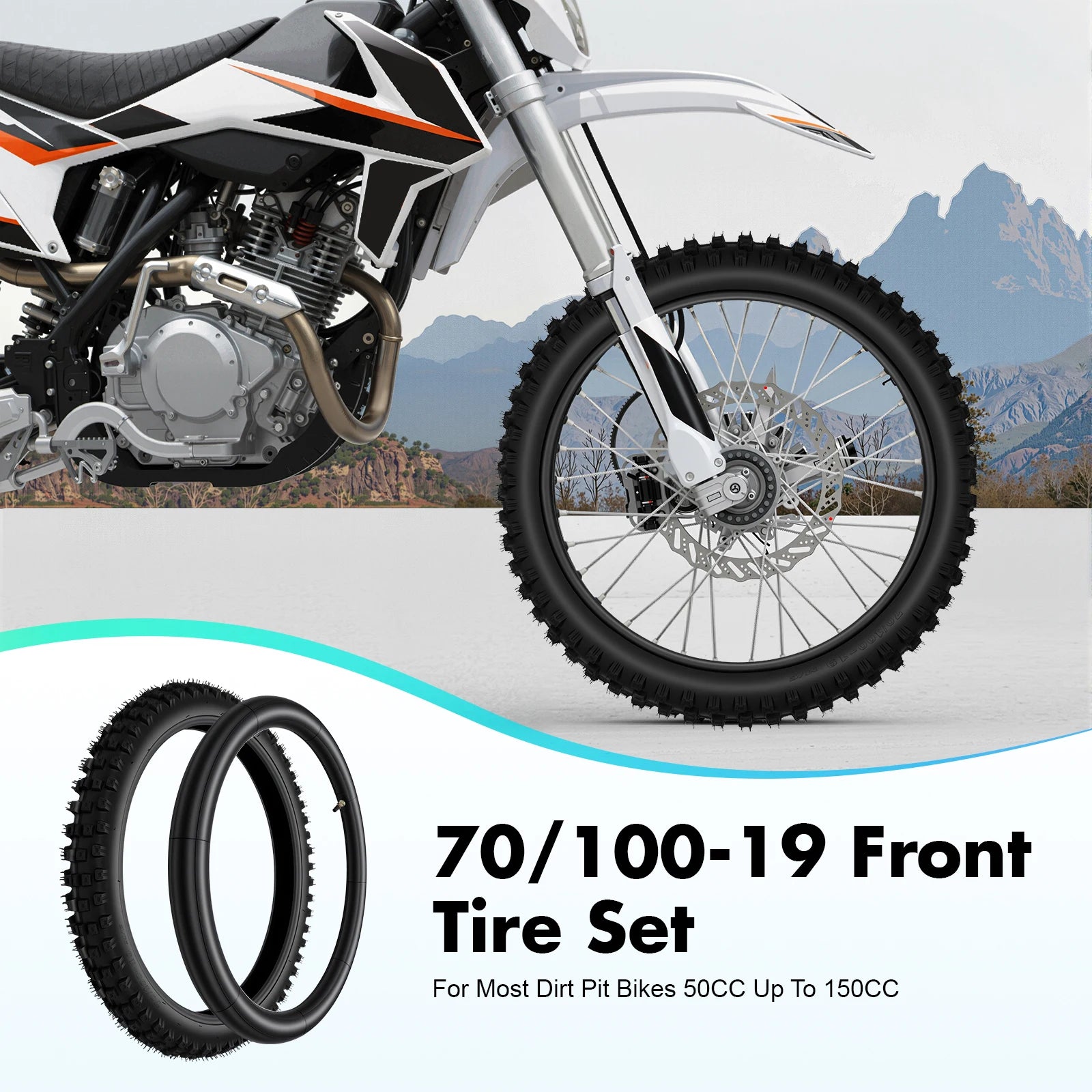 Dirt Bike Tires – 70/100-19 Front Tire with Inner Tube