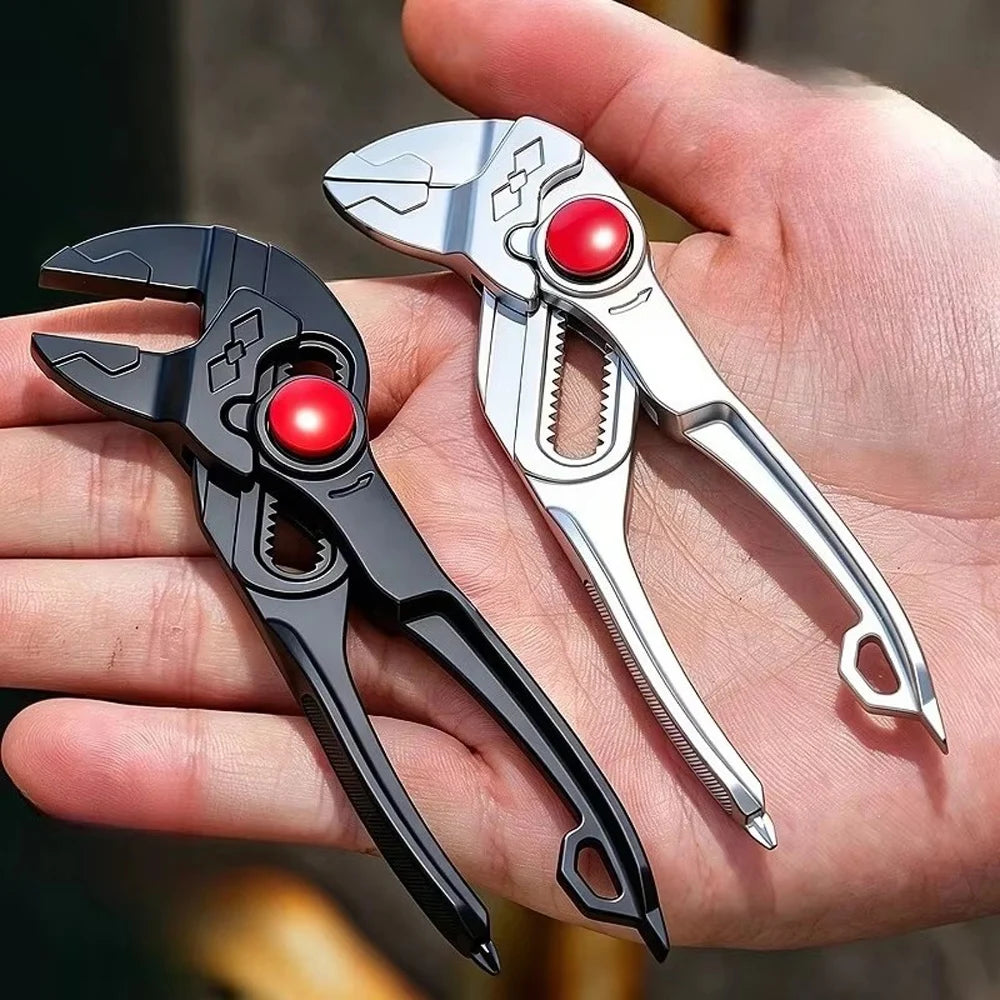 4-Inch Adjustable Water Pump Pliers – Brake Caliper Tools – Mini Multifunctional Plumbing Pipe Wrench 18-Position Push-Lock Teflon Coated Alloy Steel – Black / Silver – $28