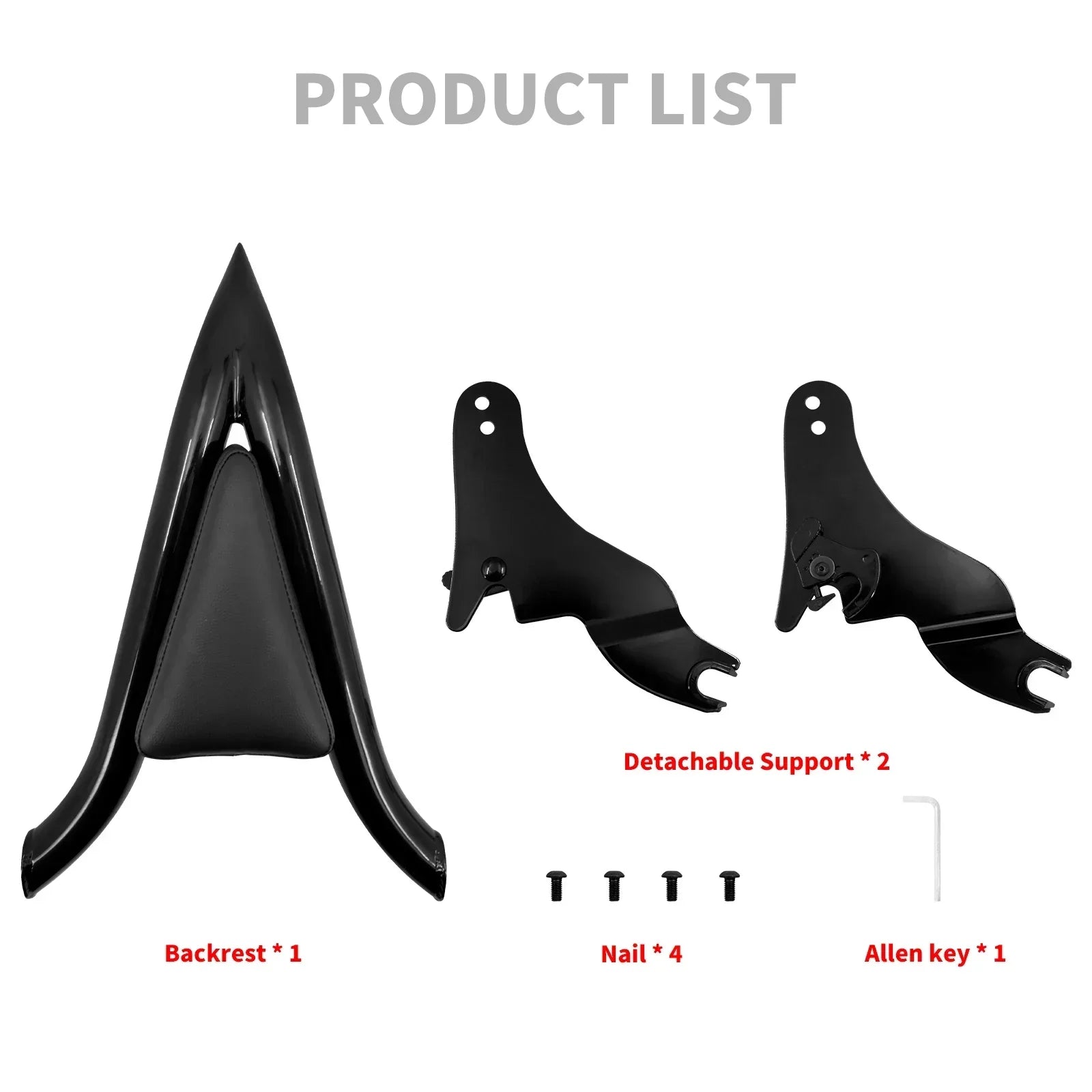 Motorcycle 16'' Detachable Rear Passenger Backrests Sissy Bar Pad For Harley Touring CVO Road King Electra Street Glide 09-2025