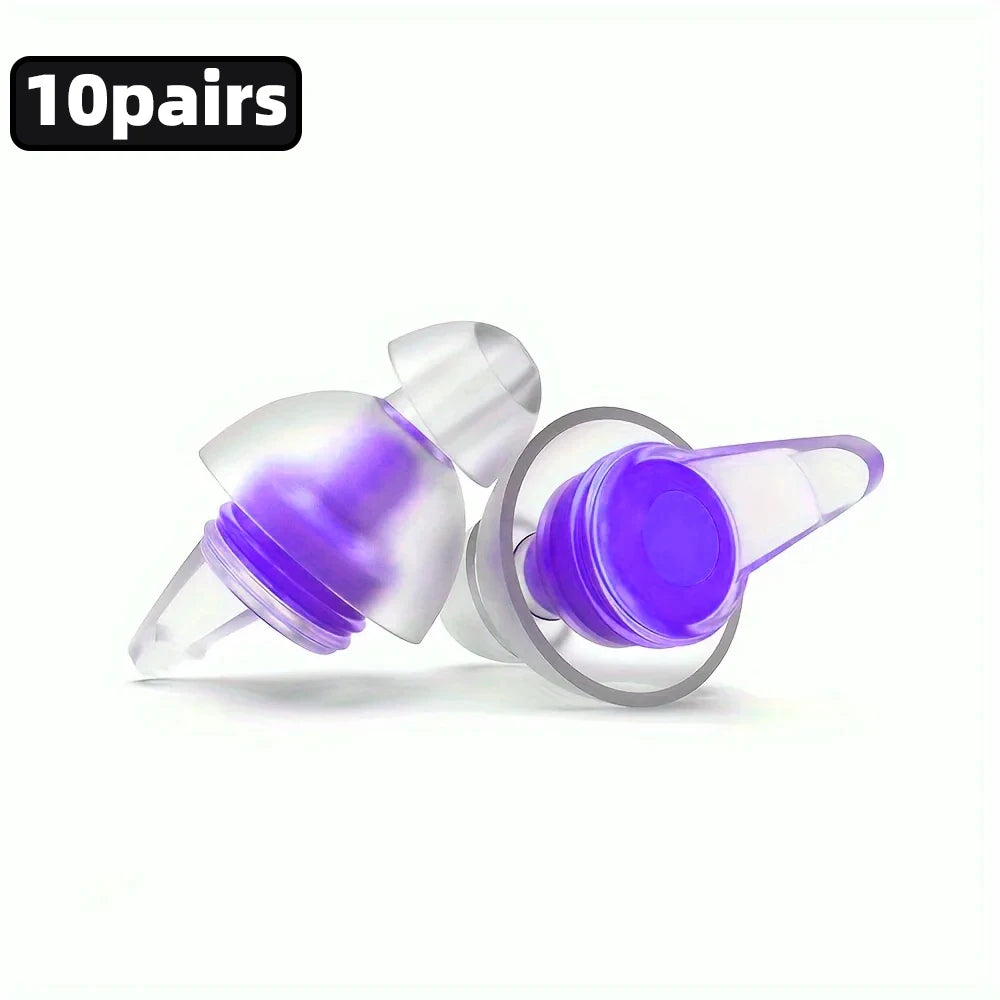HUAK Quiet-04 Motorcycle Riding Earplugs Reusable High-Fidelity Silicone IPX8 Waterproof for Swimming & Travel – 5 or 10 Sets – Black Blue Red Purple White