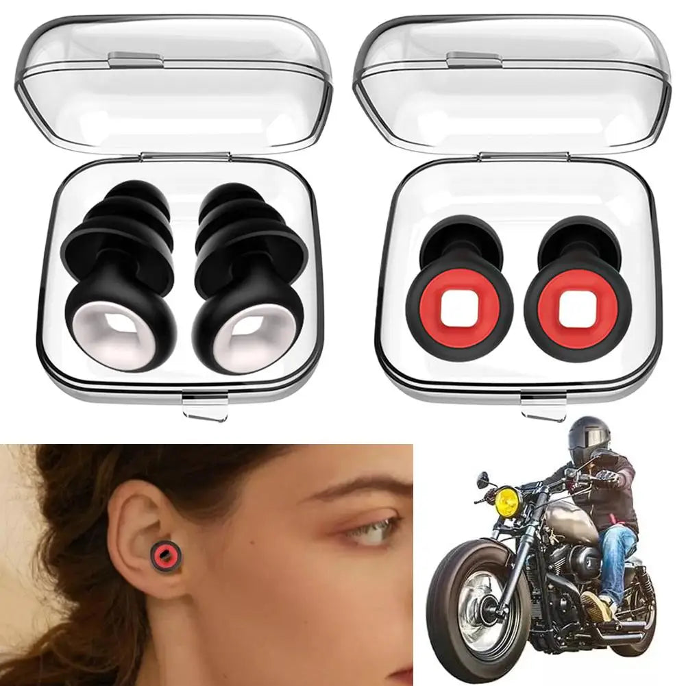 Motorcycle Noise Reduction Earplugs Windproof Sleep Earplugs Anti-Noise Mute Soundproof Motorcycle Equipment – Silicone – 13g – Red / Black