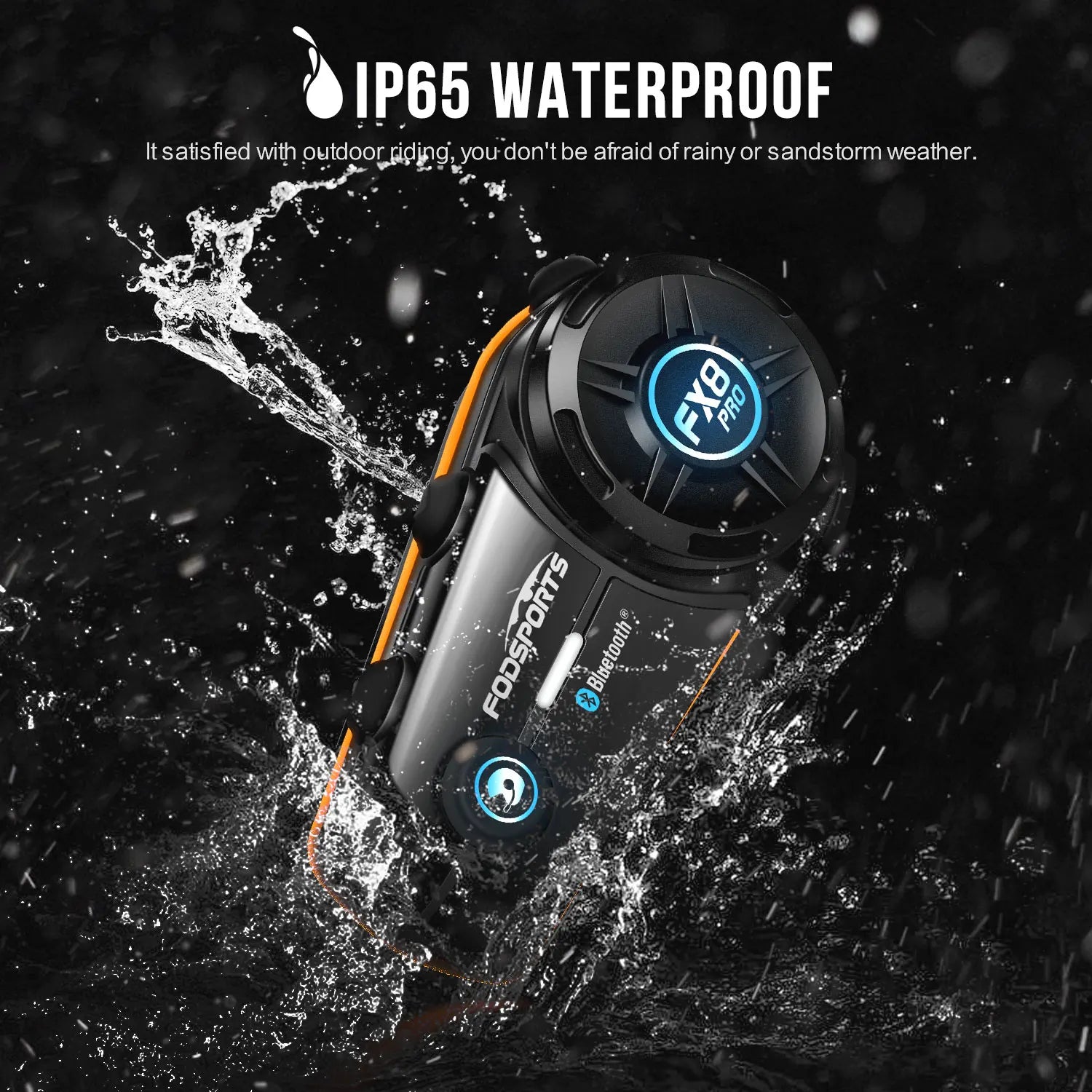 Fodsports FX8 Pro Motorcycle Bluetooth Intercom – 10-Rider Group Communication