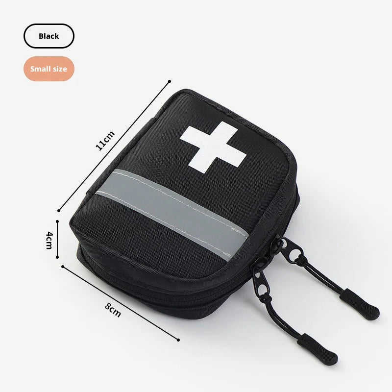 Reflective Portable First Aid Kit for Outdoor Hiking Camping - Emergency Medicine Organizer with Car Storage Strips