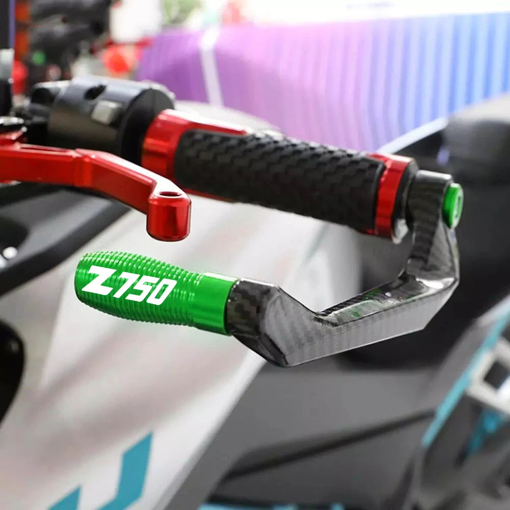 Kawasaki Z750 2007–2010 Brake & Clutch Lever Hand Guard Protector – CNC Aluminum + Carbon Fiber – 22mm – 8 Colors – $28