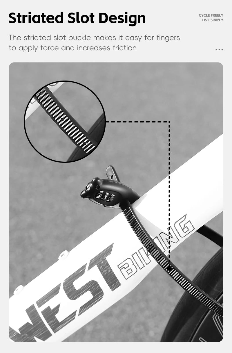 WEST BIKING Anti-theft Bike Tie Lock Portable Security 3 Digit Bike Helmet Lock Motorcycle Scooter  Zinc Alloy Bicycle Tie Lock