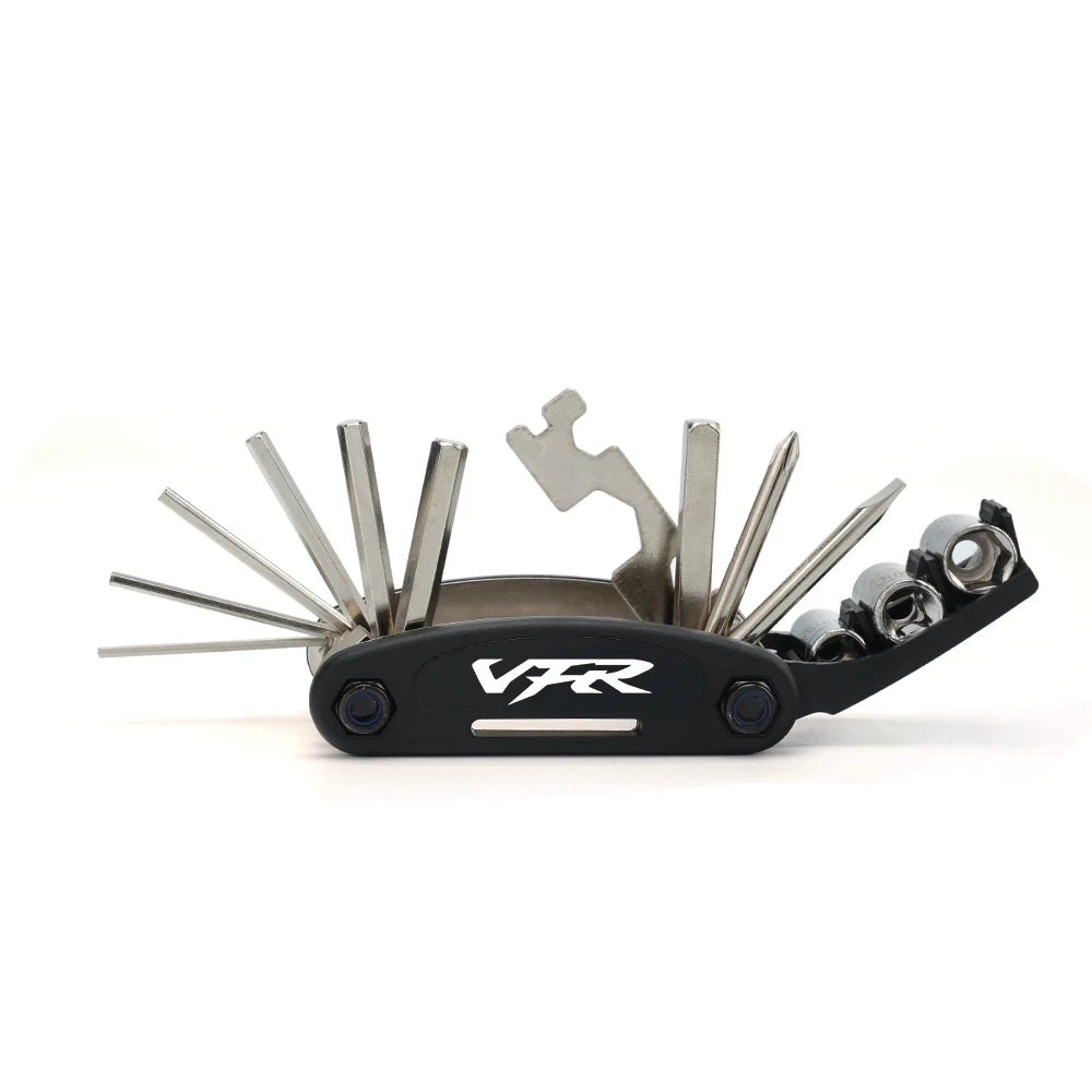 Honda VFR 750 / VFR 800 / VFR 1200 16-Function CNC Aluminum Multi-Tool – Allen + Socket + Hex + Screwdriver + Spoke – $16