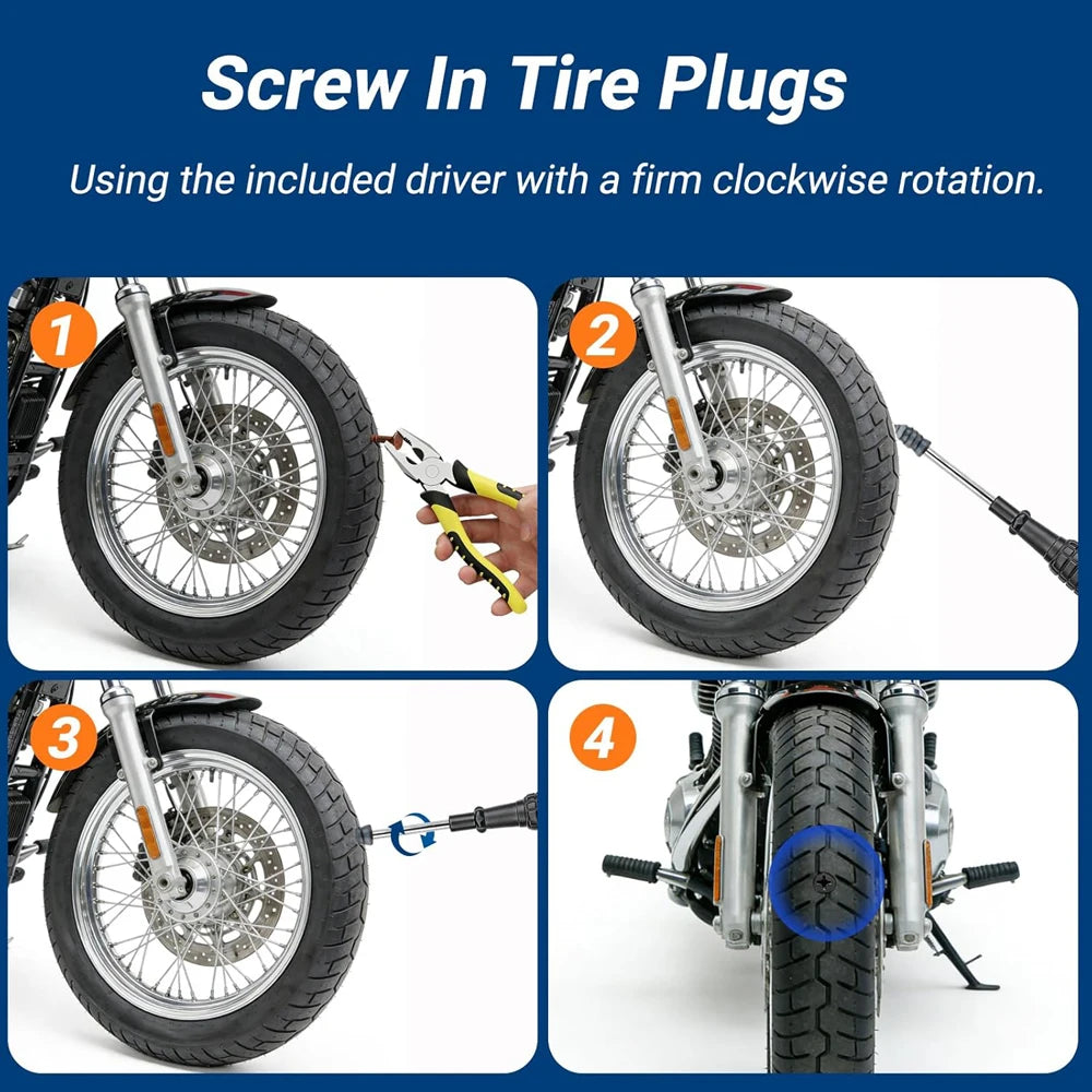 60pcs Spiral Screw-In Tire Repair Plug Kit – 2 Sizes with Screwdriver – Car Truck Motorcycle ATV – $18