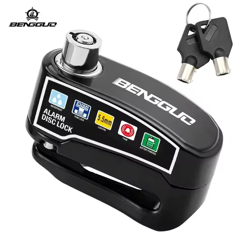 Motorcycle Alarm Disc Lock Anti-Theft 110dB Waterproof Motorcycle Disc Brake Lock Aluminum Alloy for Scooter Bike Motor Parts – Vibration Alarm – Replaceable Battery – Lock Only / 4pcs Set / With Bag – Red Black Yellow