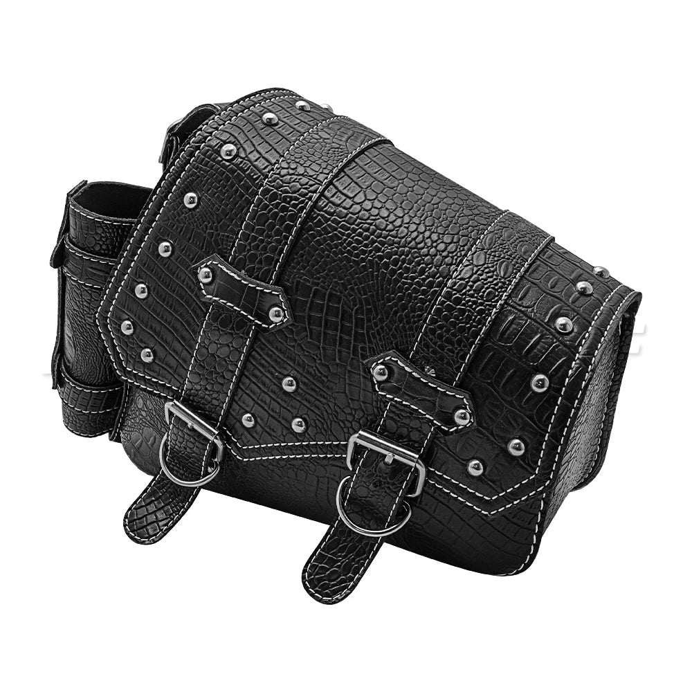 mofastwolf Sportster Iron 883 XL883 1200 Saddlebag Waterproof Storage Bag Motorcycle Swingarm Bag Side Tool Bag PU Leather Hard-Shell Detachable Water Bottle Bag – A-Side / B-Side (1PC)