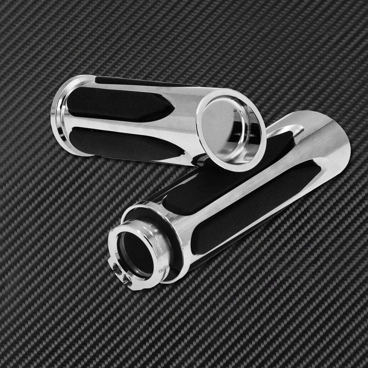MACTIONS Harley-Davidson CNC Billet Aluminum Motorcycle Handlebar Grips 1" 25mm Rubber Vibration-Absorbing Hand Grips for Harley Touring Road King Sportster XL 883 1200 Dyna Softail V-Rod – 3 Styles (1 Pair)