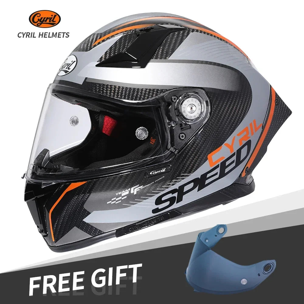 Carbon Fiber Helmets – CYRIL Full Face Motorcycle Helmet, Lightweight Racing Helmet, DOT & ECE Approved