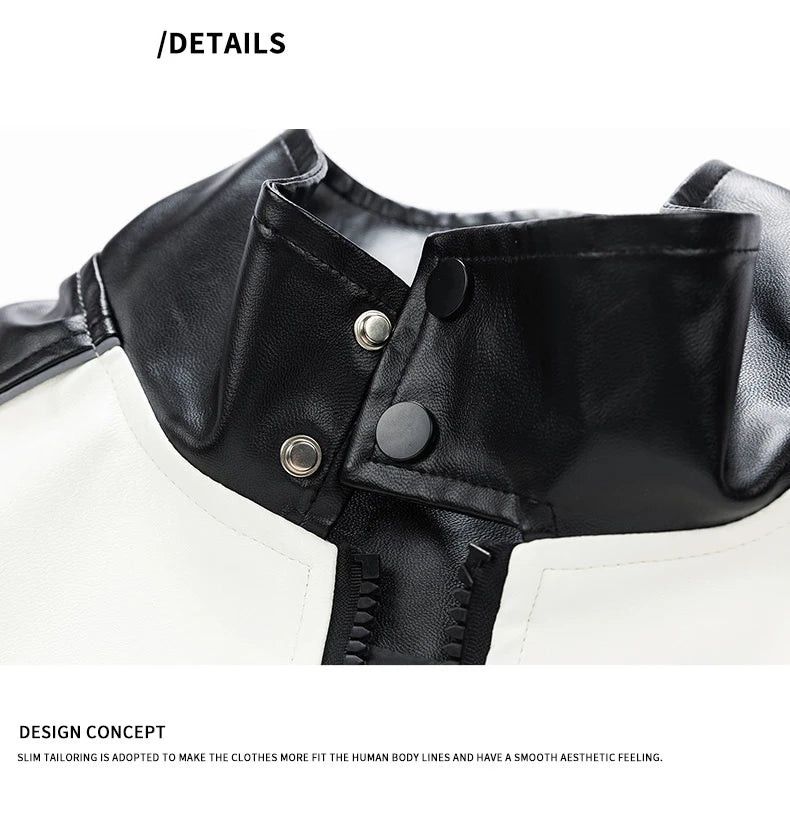 Faux Leather Moto Jacket with Street Fashion Style