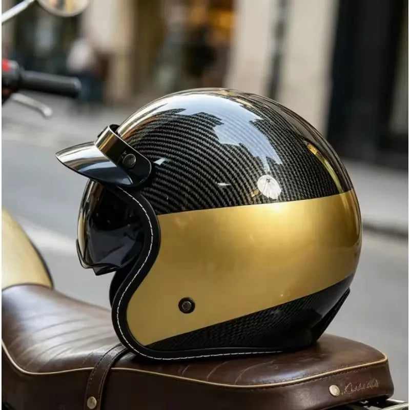 Open Face Helmets – Vintage 3/4 Motorcycle Helmet, Retro Half Face Design with Removable Lining
