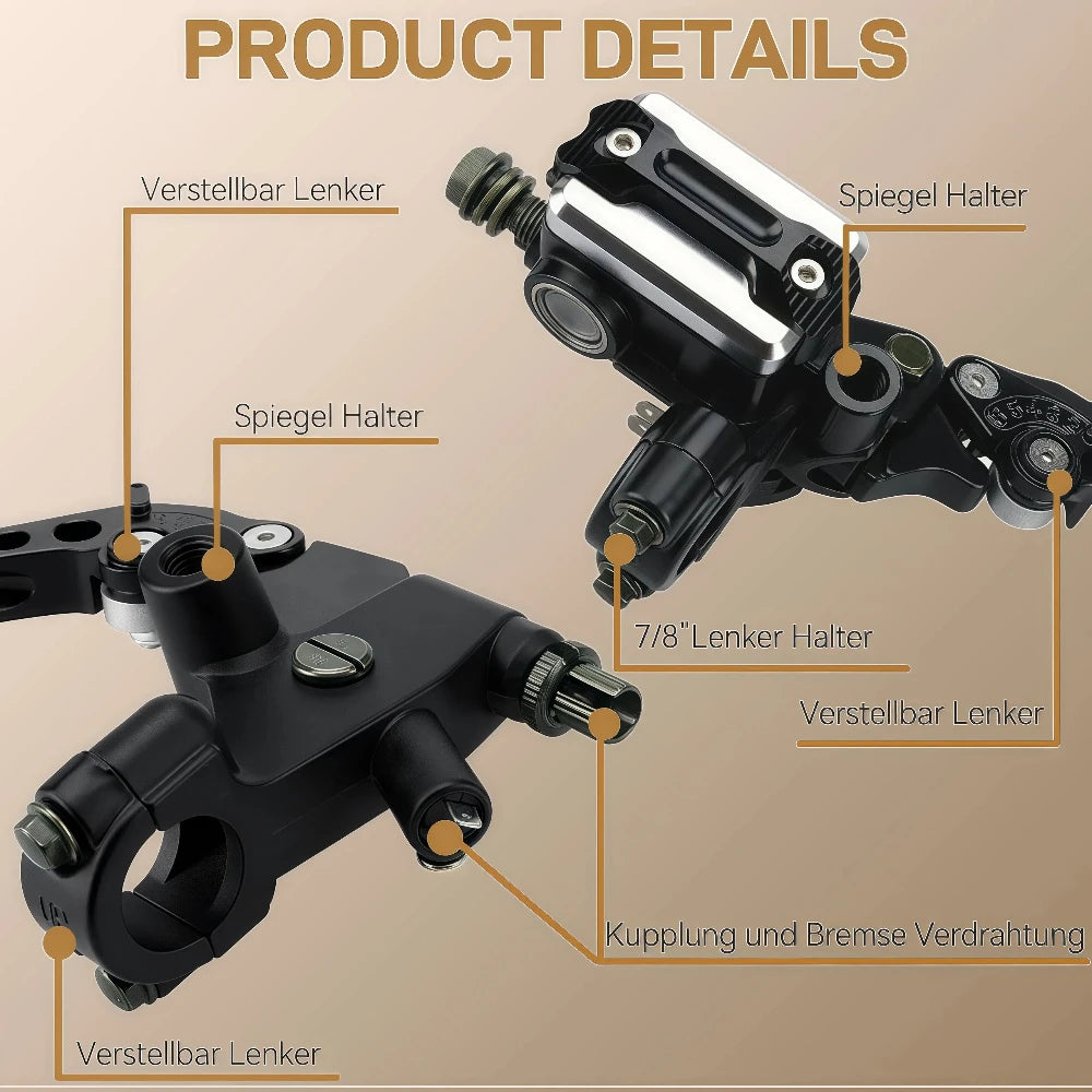 Universal 22mm Hydraulic Brake Master Cylinder & Clutch Lever – 6-Position Adjustable – Mirror Bracket & Switch – Honda / Yamaha – 3 Colors – $45