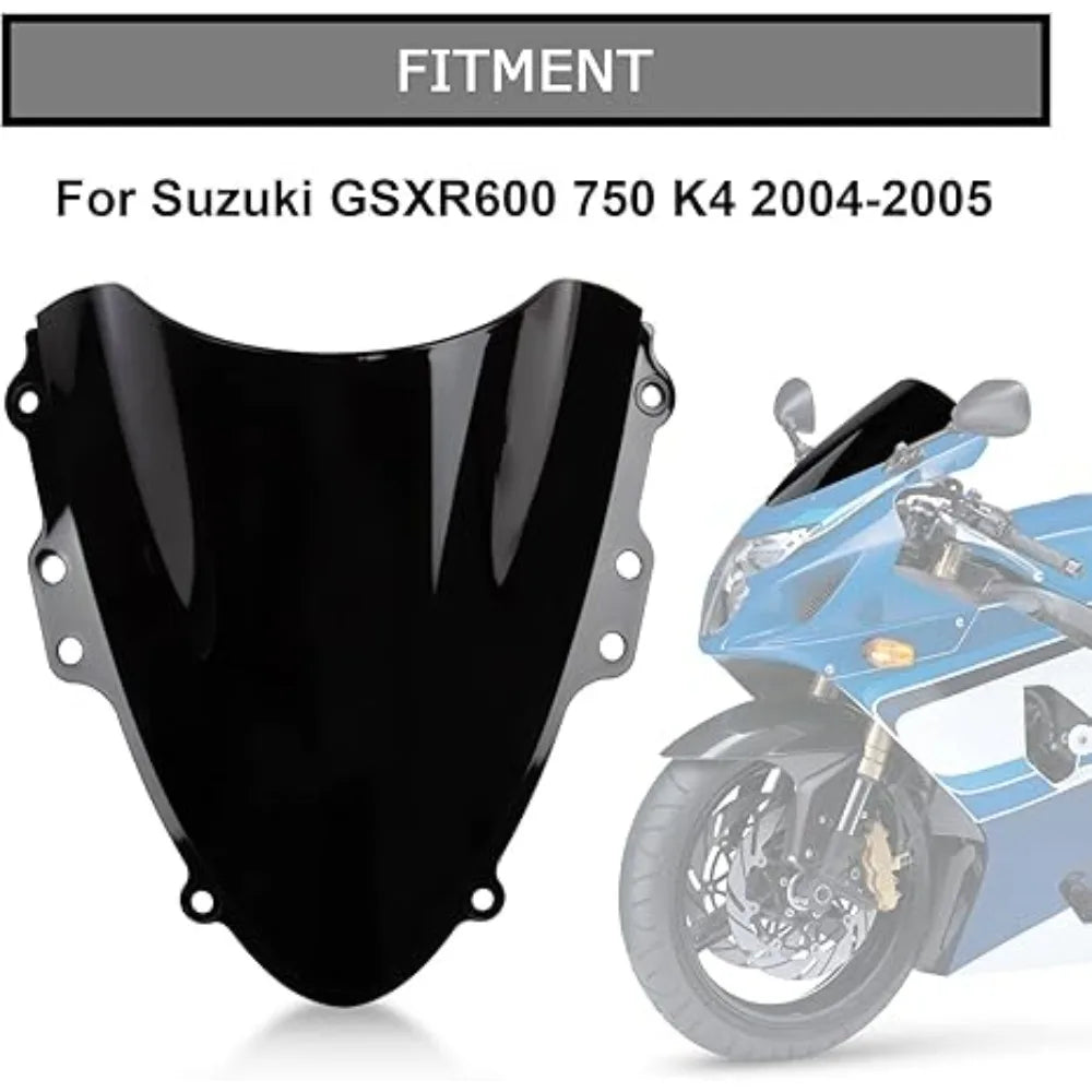 Motorcycle Windshield Windscreen Double Bubble Airflow Wind for Suzuki GSXR600 GSXR750 K4 K5 2004-2005 GSX-R 600 750 2004 2005 – ABS Plastic Black Clear Wind Deflector