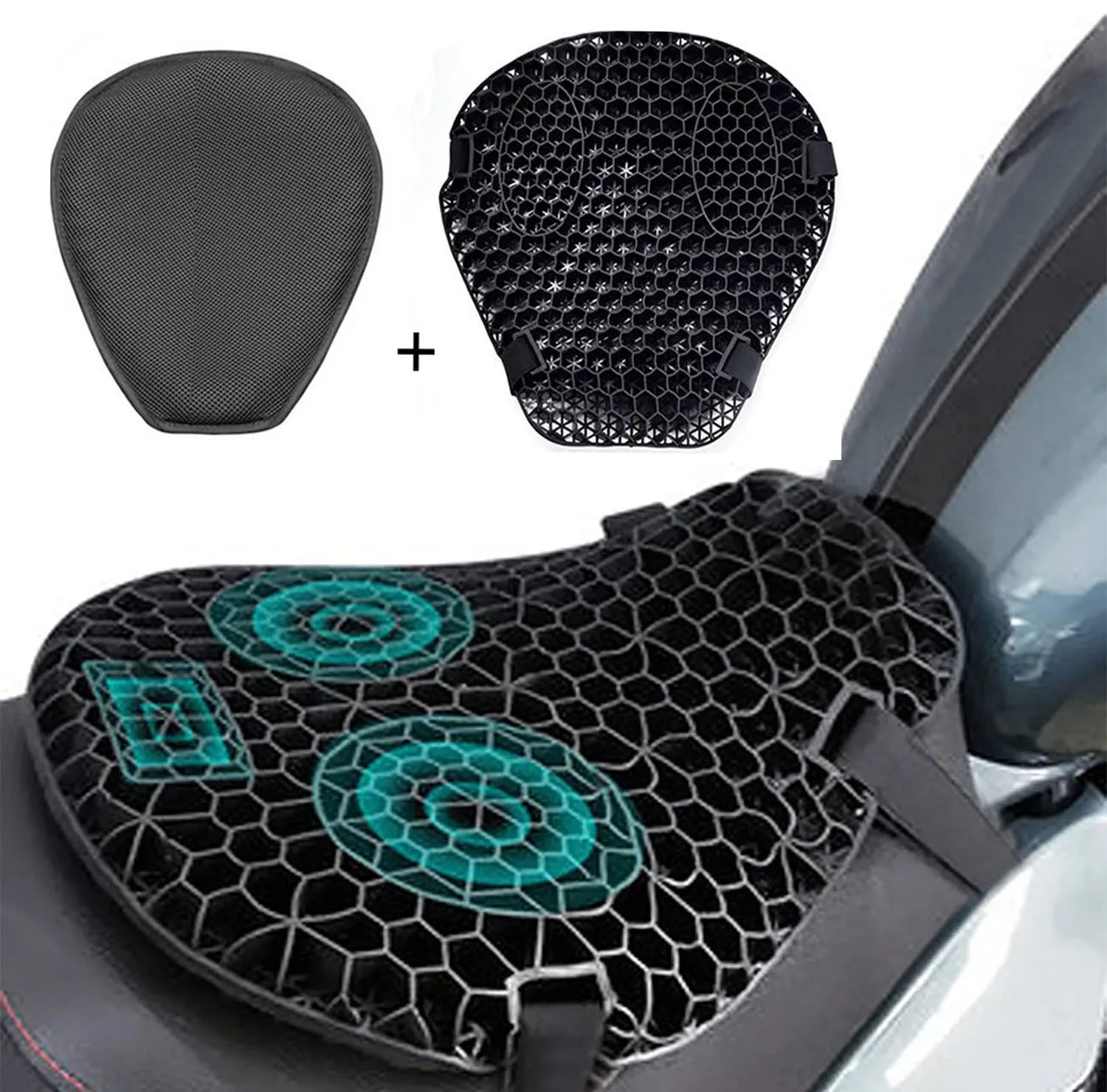Motorcycle Seat Cushion Shock Absorption Decompression Gel Honeycomb 3D Comfortable Universal Motorcycle Seat Cushion