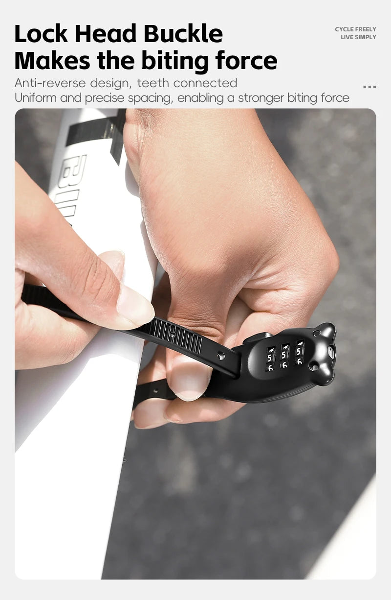 WEST BIKING Anti-theft Bike Tie Lock Portable Security 3 Digit Bike Helmet Lock Motorcycle Scooter  Zinc Alloy Bicycle Tie Lock