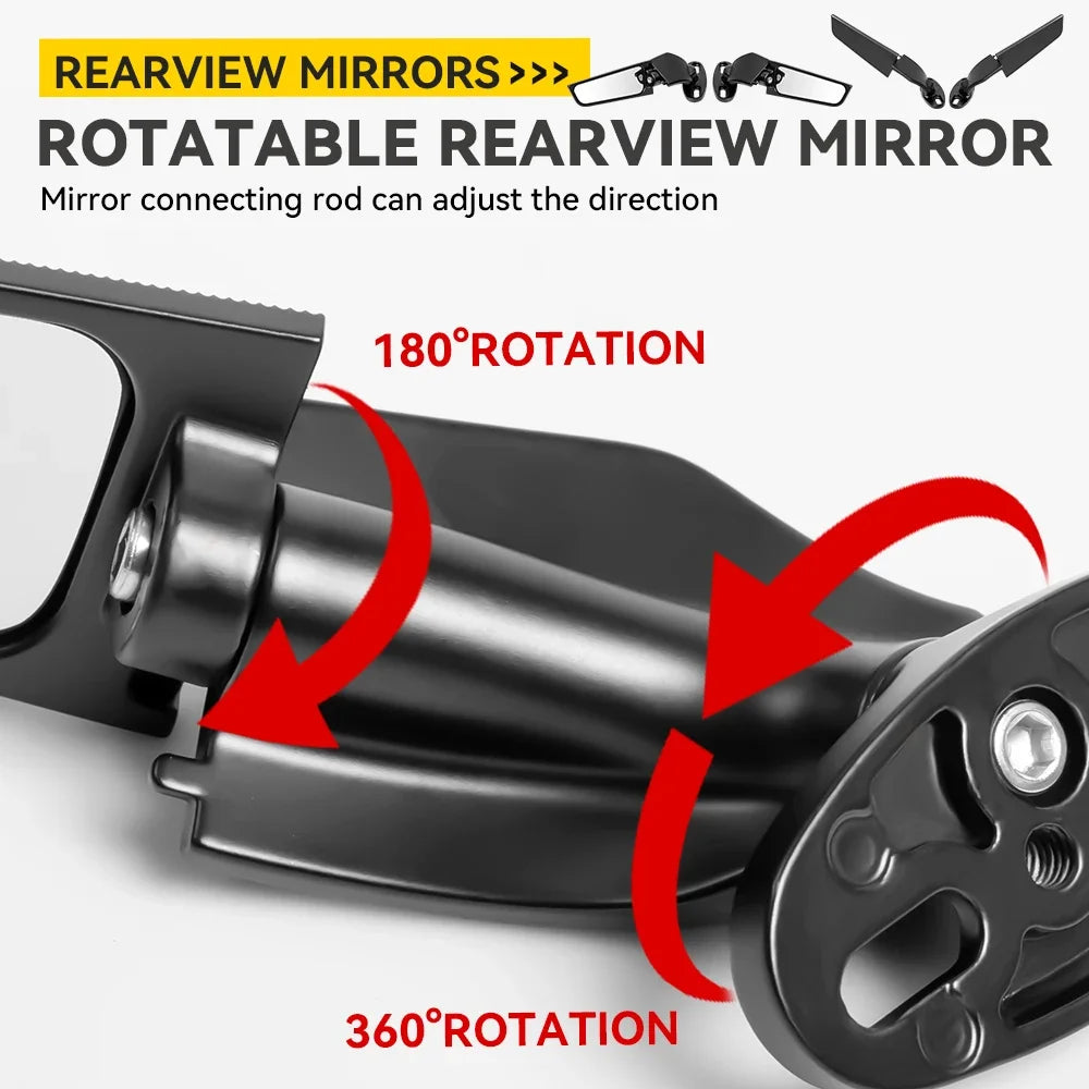 For Kawasaki Ninja 250 300 400 650 H2 H4 Modified Motorcycle Mirrors Adjustable Rotating Rearview Wind Swivel Wing Side Mirror