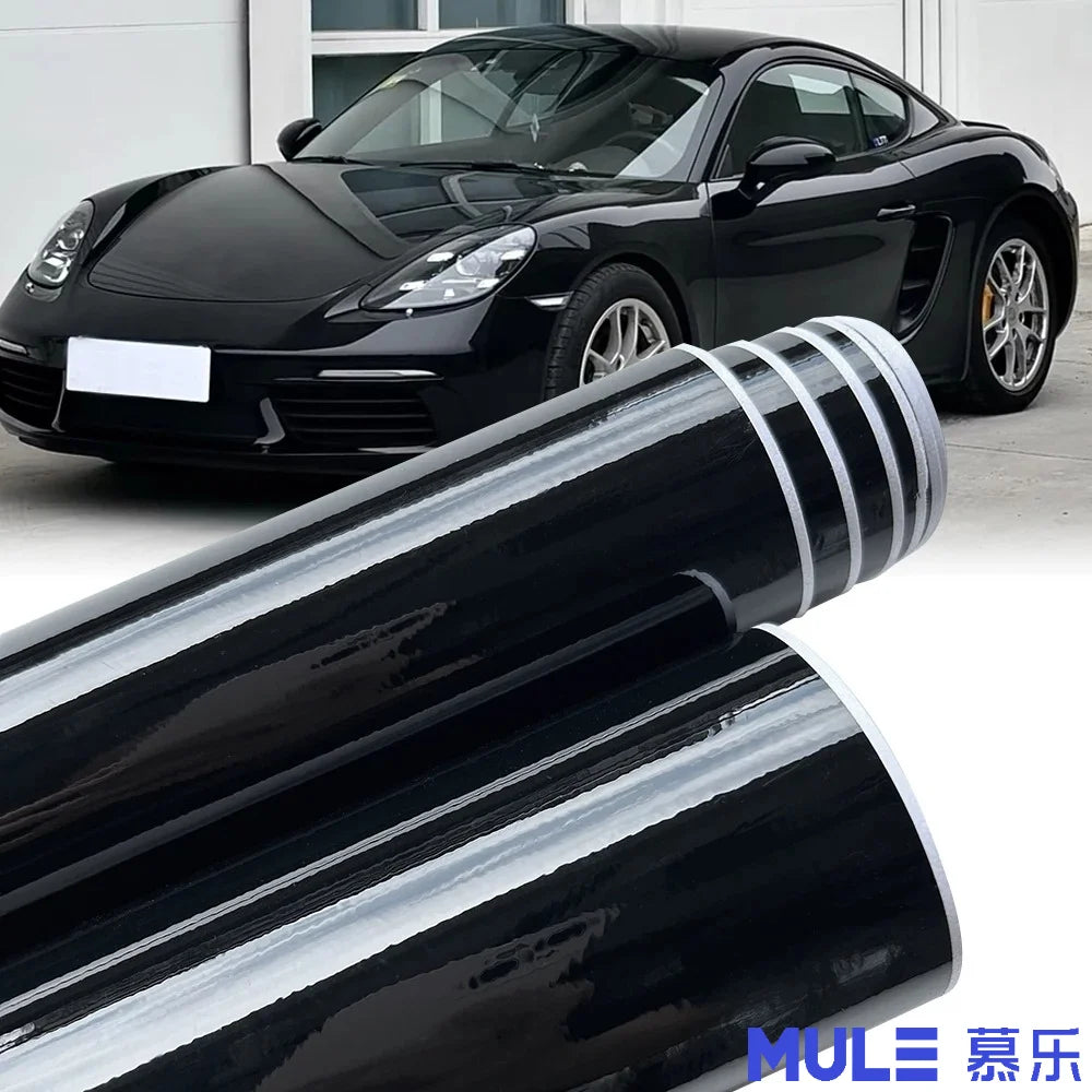 Piano Black Glossy PVC Vinyl Wrap Film – Scratch Resistant Bubble-Free Self-Adhesive – Car Motorcycle Laptop – 10–50cm Wide – $8–48