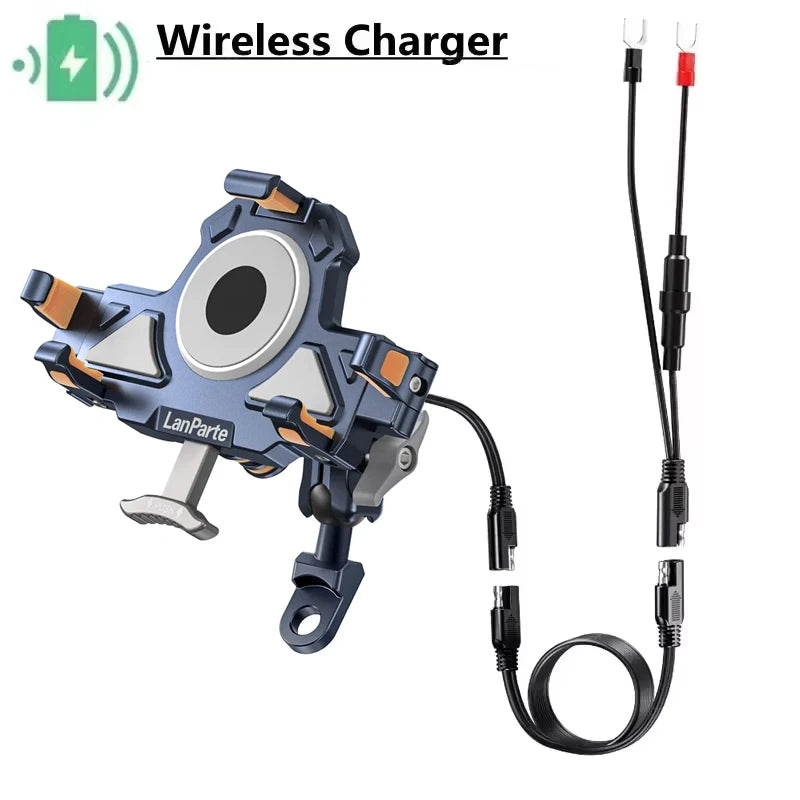 15W Wireless Charger Metal Shockproof Motorcycle Phone Holder 4 Vibration Dampener Fast Charging Motorbike Bicycle Bike Stand