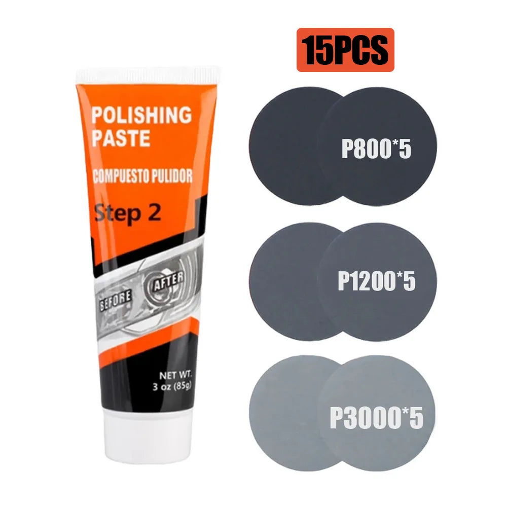 Professional Car & Motorcycle Headlight Restoration Kit – Wet Sand + Polish + UV Protect – Removes Yellowing Scratches – Car / Motorcycle / ATV – 24 Set Options – $40