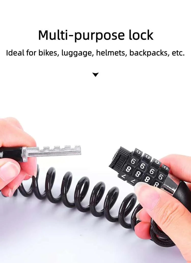 Helmet anti-theft combination lock for bicycles bicycle lock motorcycles and mountain bikes - steel cable combination lock