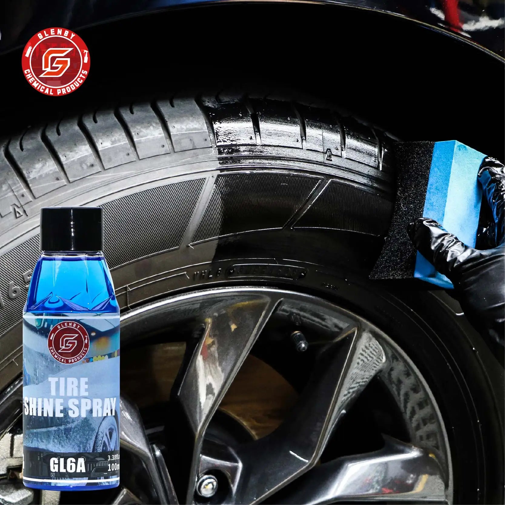 Glenby GL6A Tire Shine Spray – Wet Black Glossy Finish with One Quick Spray – 100ml / 200ml / 300ml / 500ml – $12–40