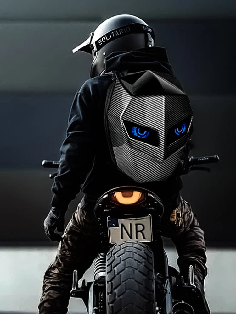 Motorcycle Backpack – NR Spark L E D Eyes Hard Shell Waterproof Helmet Bag