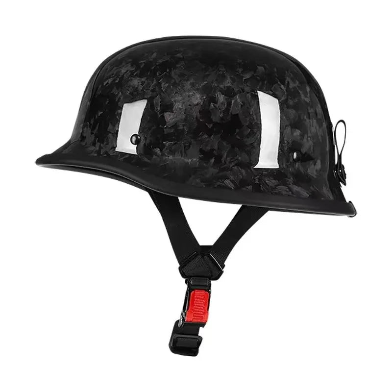Carbon Fiber Helmets – Forged Carbon Fiber Retro Half Face Motorcycle Helmet, German-Style Lightweight Design