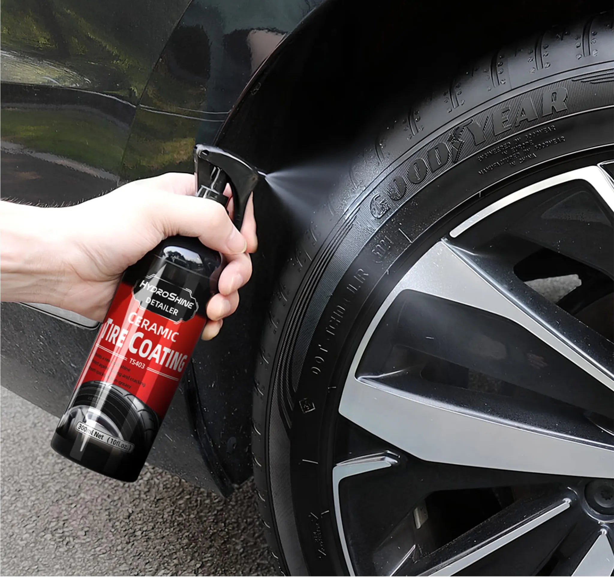 Hydroshine Ceramic Tire Coating Shine Spray – Tyre Gloss Plastic Rubber Restorer Hydrophobic Seal Wax – 50ml / 100ml / 300ml – $16–40