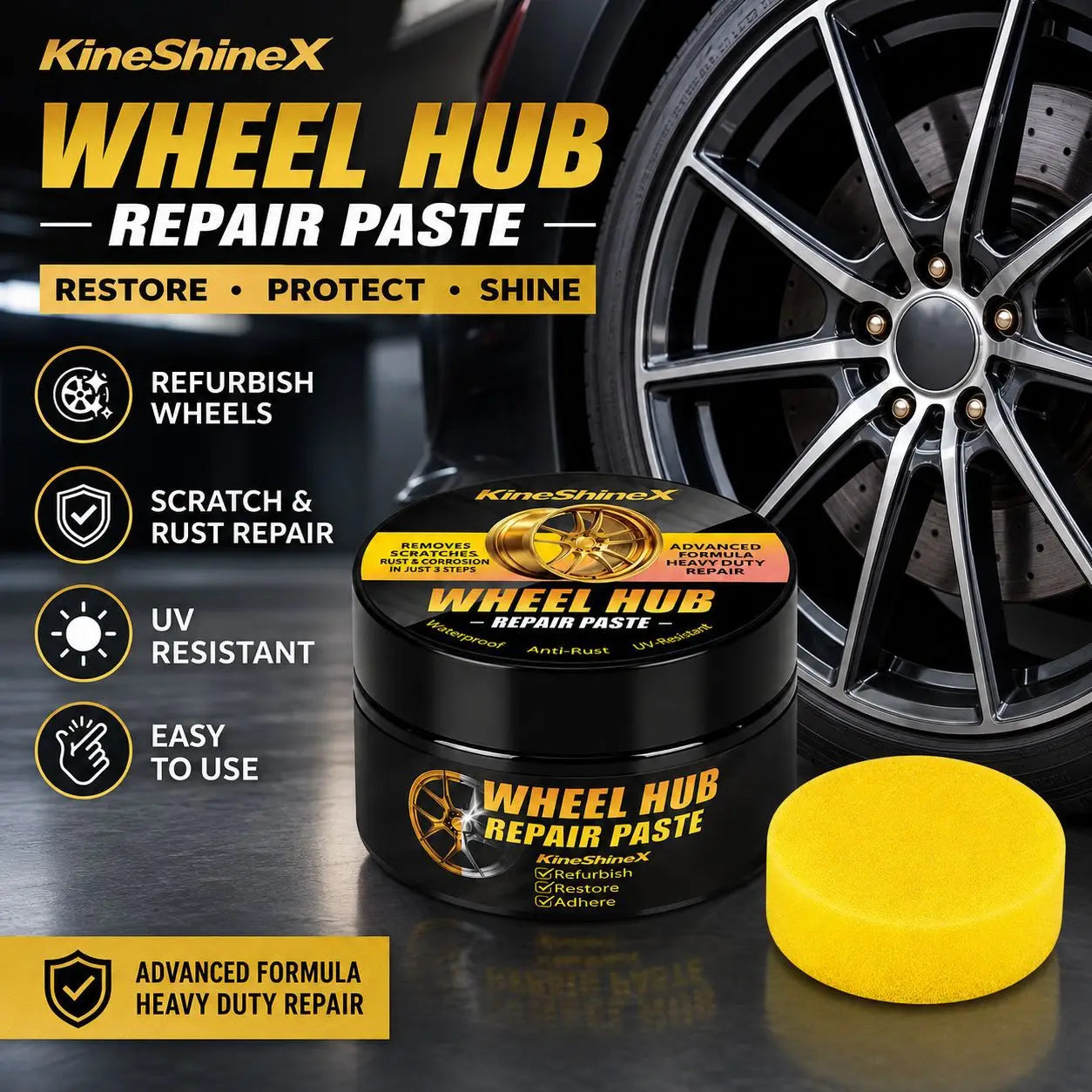 KINESHINEX Alloy Wheel Scratch Remover & Polish Paste – Rim Restoration & Shine – Metal Surface Polish – 30g – 1 / 3 / 5 / 10 Pcs – $28–112