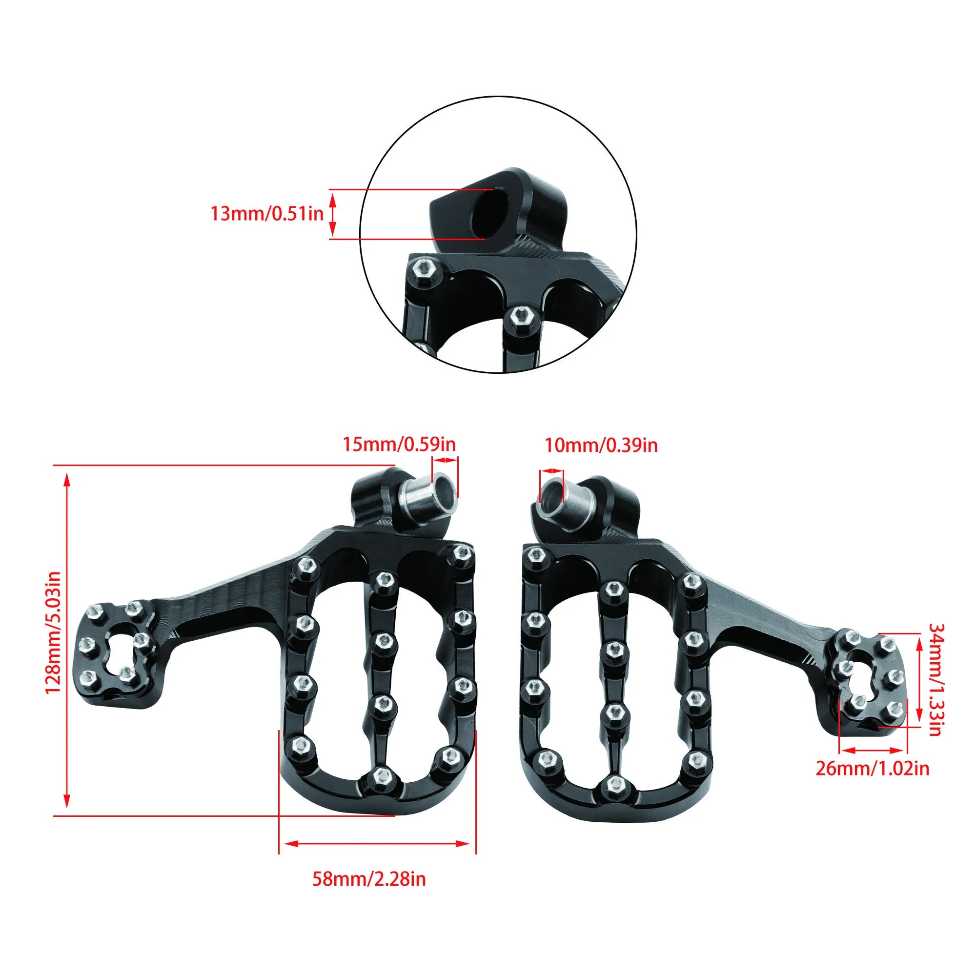 Universal CNC Oversized Off-Road Foot Pegs – Honda / Yamaha / Suzuki / KTM Dirt Pit Bike – Studded Billet Aluminum – Blue or Black – $55–$56