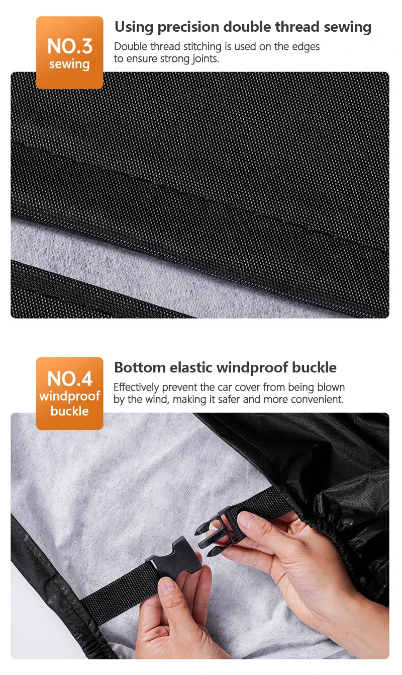 Thick Oxford Motorcycle Waterproof Cover Universal Outdoor Protection Dust Motorbike Rain Cover Sunshade Dustproof UV Protective – Reflective Aluminum Foil Nano Lining Cotton Velvet Black XL-4XL