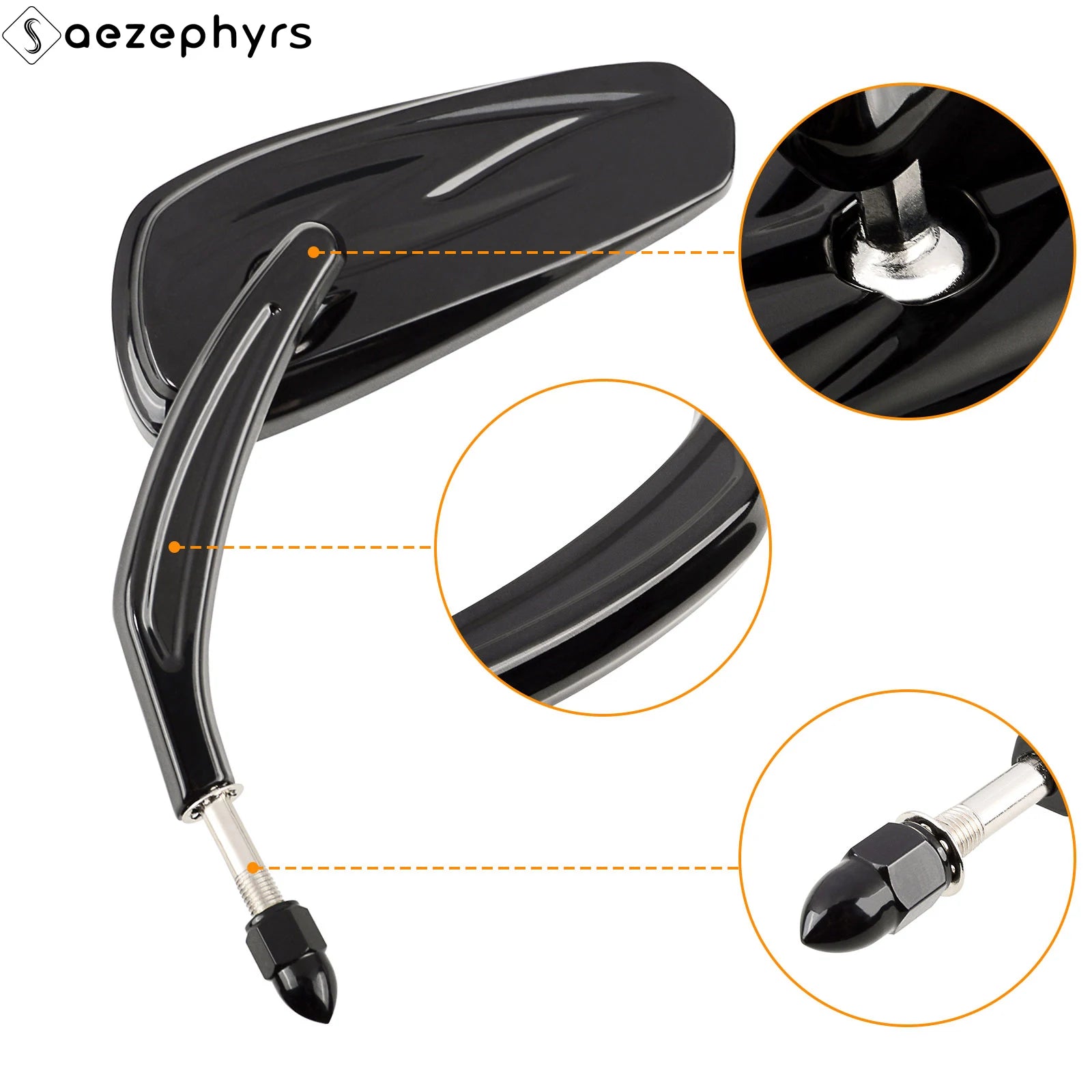 WOWTK Harley-Davidson 360° Adjustable Handlebar Rearview Mirror Pair 5/16" 24 UNF for Touring Sportster Softail Dyna Road King Electra Glide Fat Boy 1982-2026